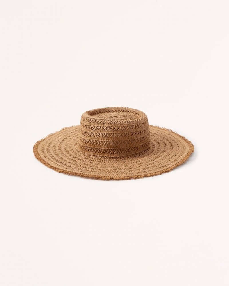 Abercrombie Platta Straw Hatt Dam LjusBruna  | 9573-CIGDW