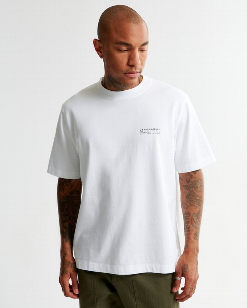 Abercrombie Premium Polished Micro-logo T-shirt Herr Vita  | 5738-MKTNV