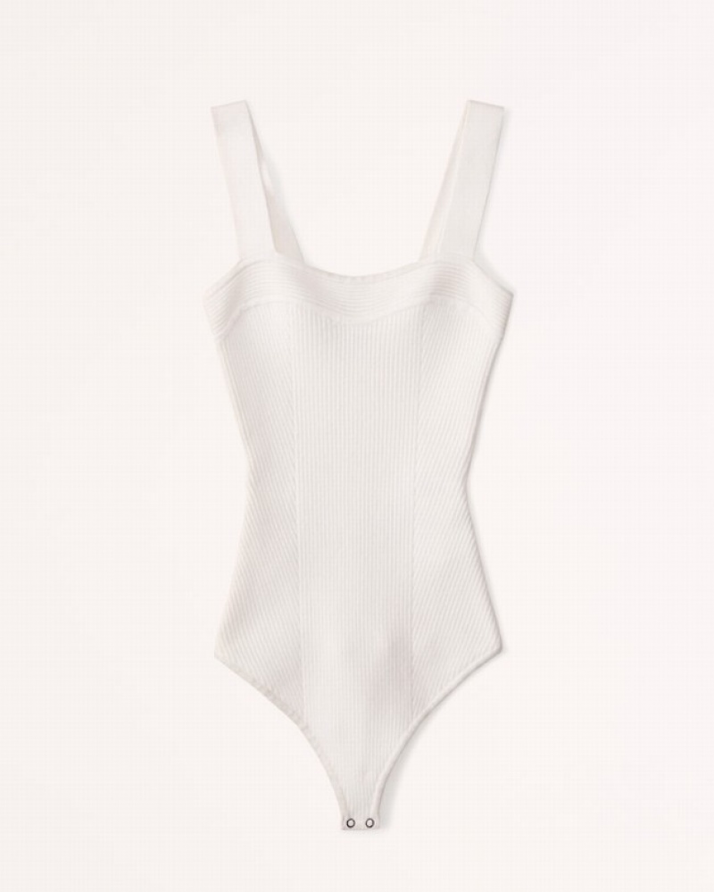 Abercrombie Räfflad Sweetheart Bodysuit Dam Vita  | 7058-XGZFD