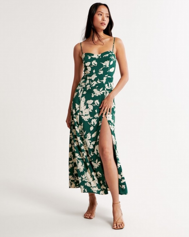 Abercrombie Satin High-slit Maxi Klänning Dam LjusGröna  | 2139-CZOJL