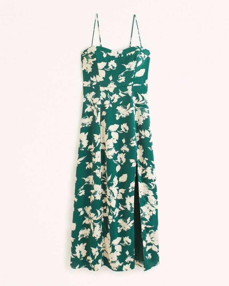 Abercrombie Satin High-slit Maxi Klänning Dam LjusGröna  | 2139-CZOJL