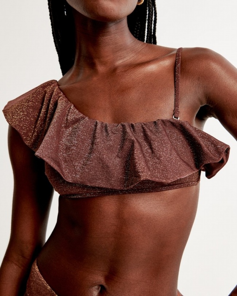 Abercrombie Shimmer One-shoulder Ruffle Bralette Badkläder Dam Bruna  | 8250-RMNCO