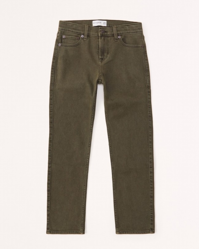 Abercrombie Slims Jeans Pojke Olivgröna  | 6758-UXTLJ