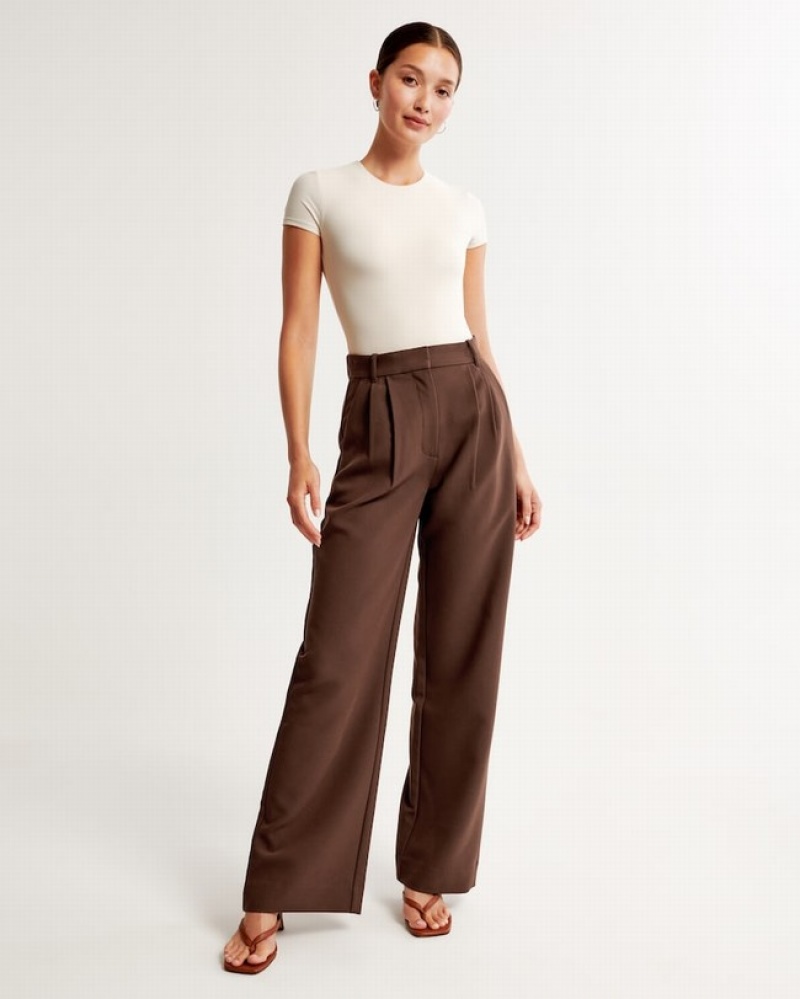 Abercrombie Sloane Tailored Byxor Dam MörkBruna  | 8235-WIKDH