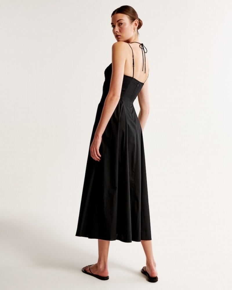 Abercrombie Snörade Drop-waist Maxi Klänning Dam Svarta  | 9241-BYQZP