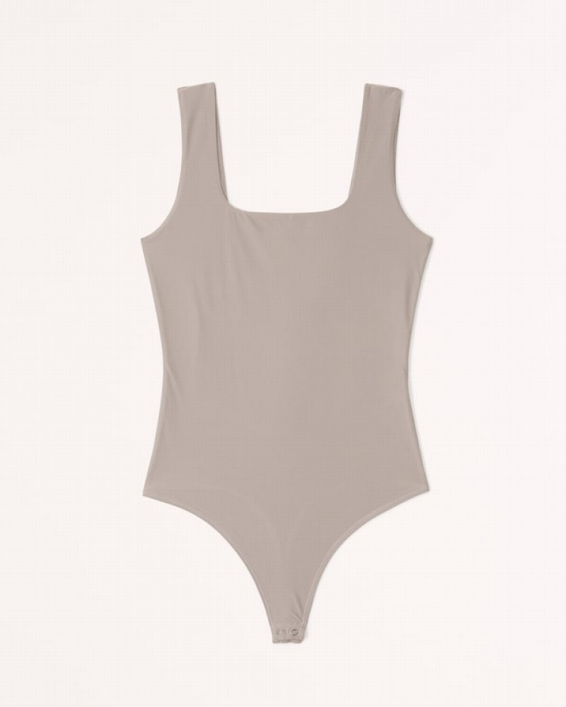 Abercrombie Soft Matte Seamless Squareneck Bodysuit Dam Bruna  | 3198-KLDGV