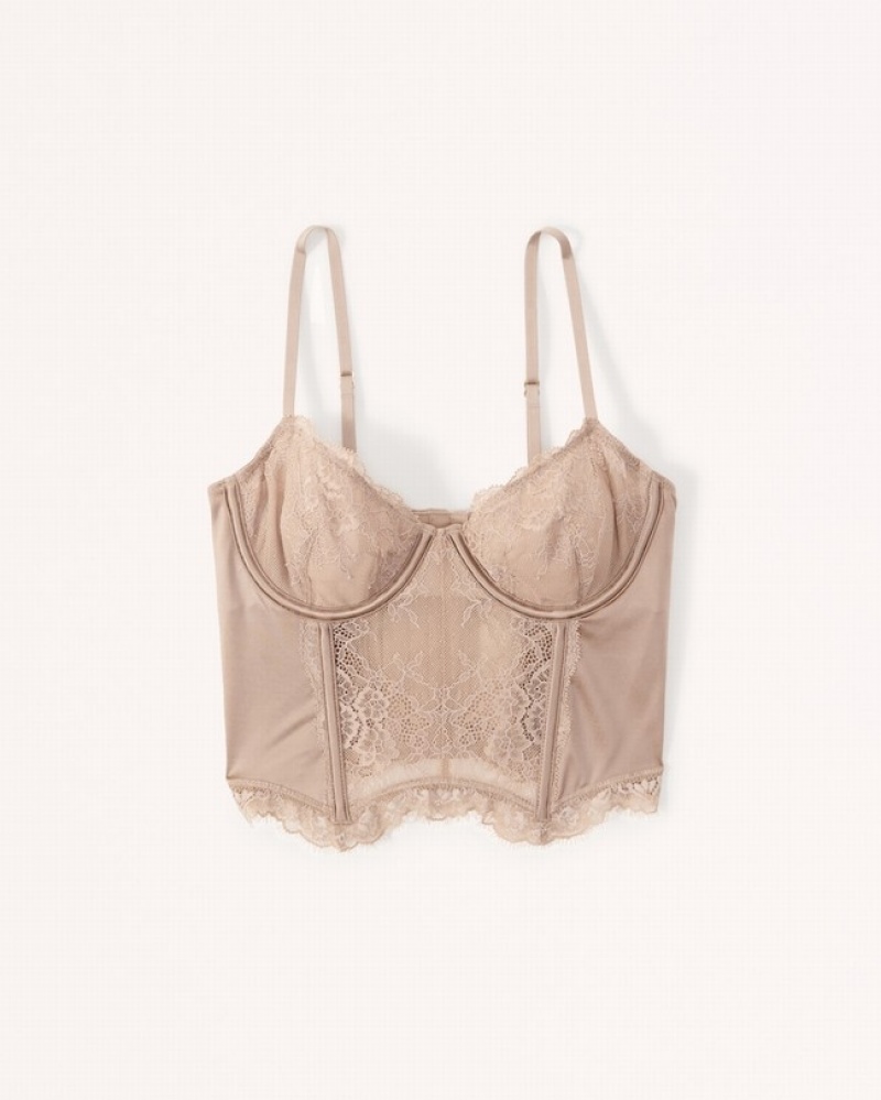 Abercrombie Spets And Satin Balconette Corset Sovkläder Dam Bruna  | 9264-QLISN