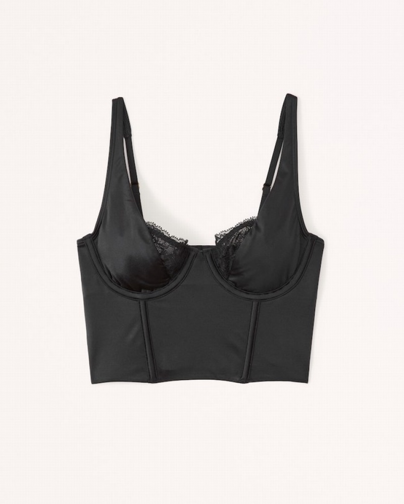 Abercrombie Spets And Satin Balconette Corset Sovkläder Dam Svarta  | 7215-MJXWR