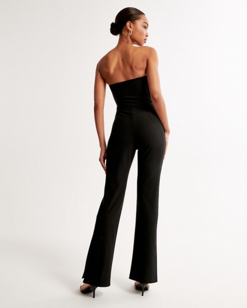 Abercrombie Strapless Crepe Sweetheart Jumpsuit Dam Svarta  | 8524-VGNPJ