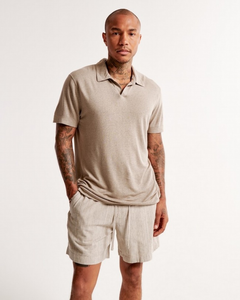 Abercrombie Summer Linen-blend Piketröja Herr LjusBruna  | 3279-YXNRV