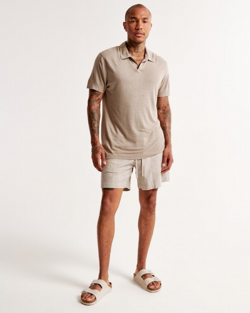 Abercrombie Summer Linen-blend Piketröja Herr LjusBruna  | 3279-YXNRV