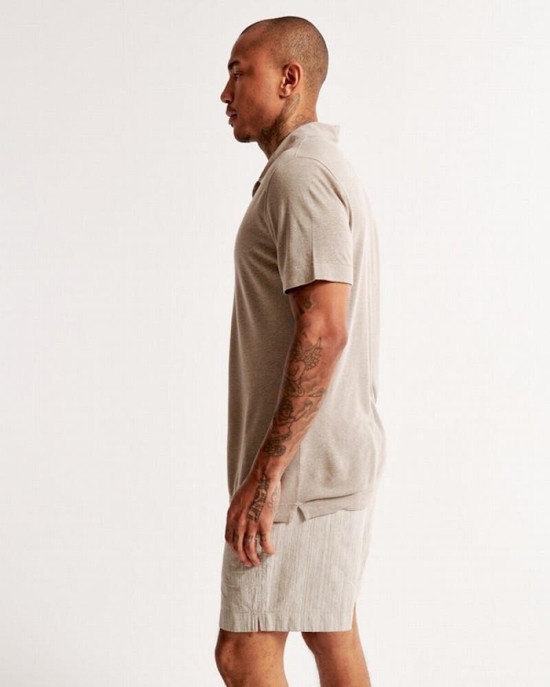 Abercrombie Summer Linen-blend Piketröja Herr LjusBruna  | 3279-YXNRV