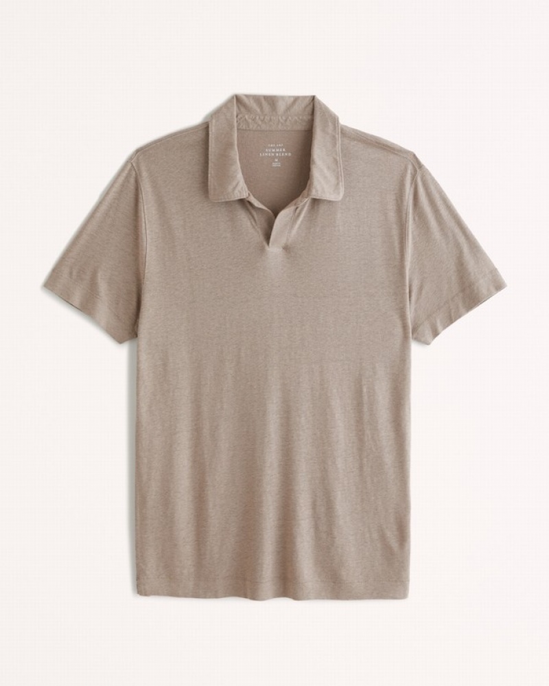 Abercrombie Summer Linen-blend Piketröja Herr LjusBruna  | 3279-YXNRV