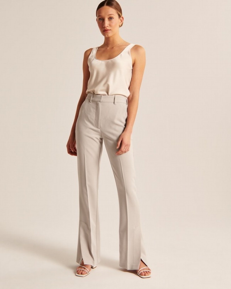 Abercrombie Tailored Flare Byxor Dam LjusGrå Bruna  | 6294-EIKFU