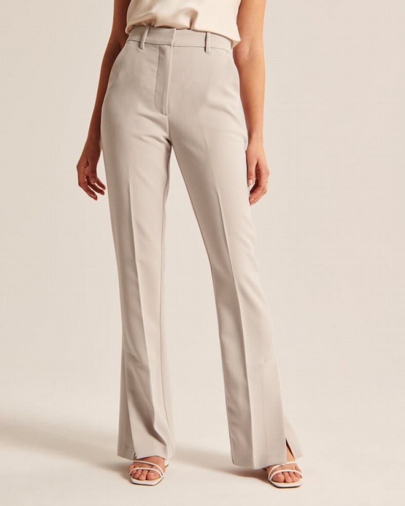 Abercrombie Tailored Flare Byxor Dam LjusGrå Bruna  | 6294-EIKFU