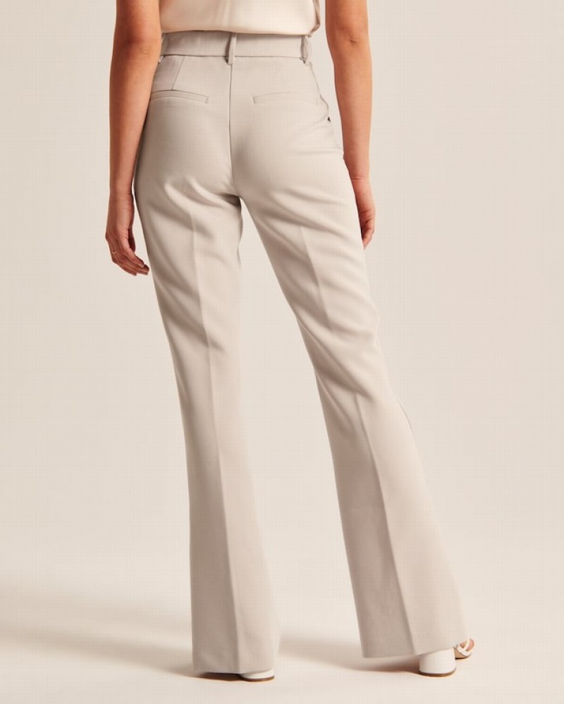 Abercrombie Tailored Flare Byxor Dam LjusGrå Bruna  | 6294-EIKFU