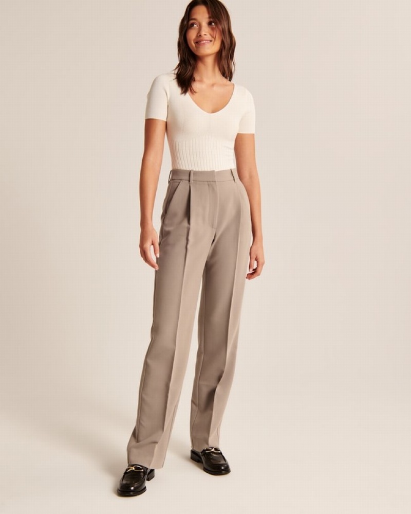 Abercrombie Tailored Relaxed Straight Byxor Dam LjusBruna  | 4130-LHGRN