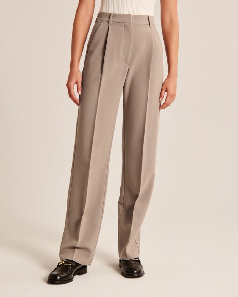 Abercrombie Tailored Relaxed Straight Byxor Dam LjusBruna  | 4130-LHGRN