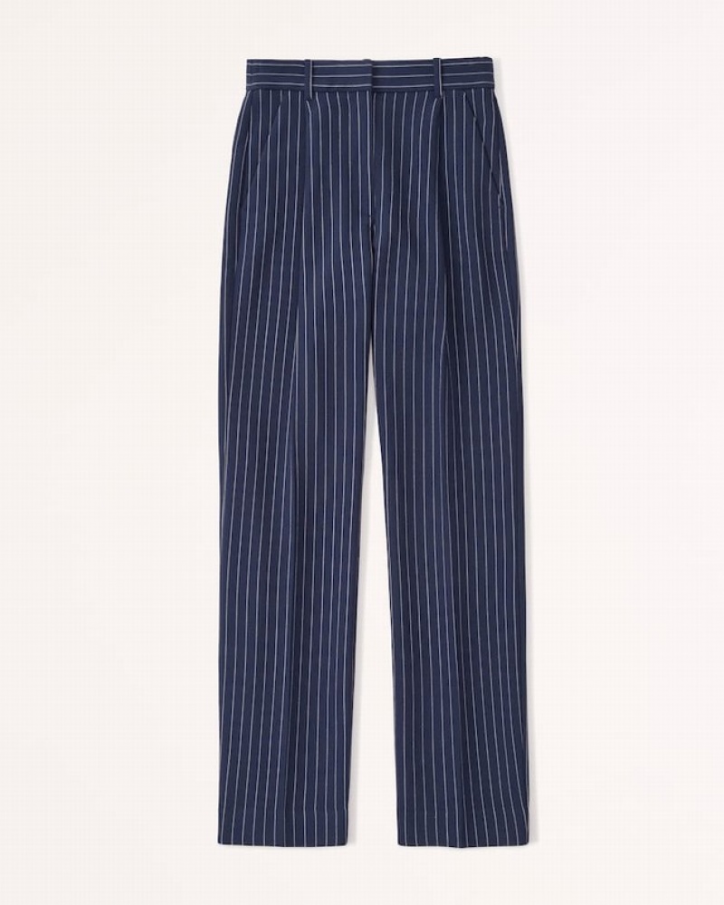 Abercrombie Tailored Relaxed Straight Byxor Dam Marinblå  | 3017-DCUZX