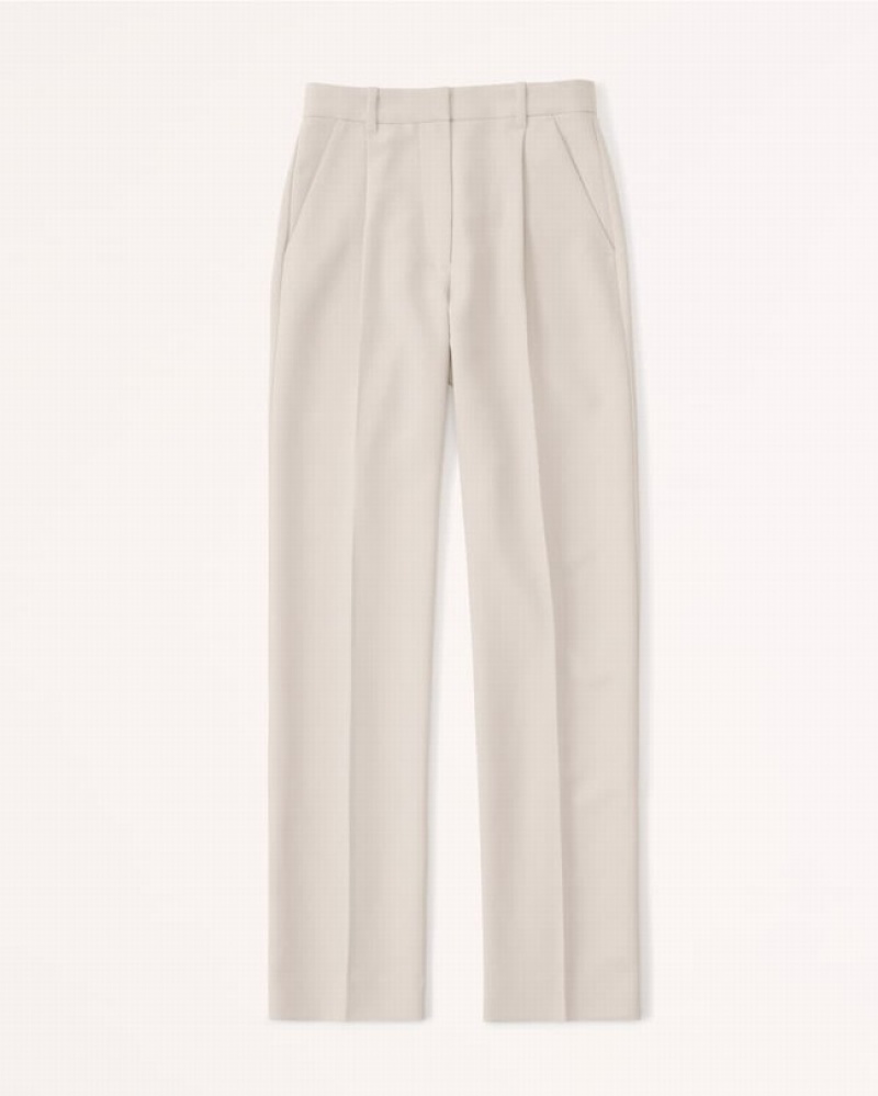 Abercrombie Tailored Relaxed Straight Byxor Dam LjusBruna  | 2459-PIUHY