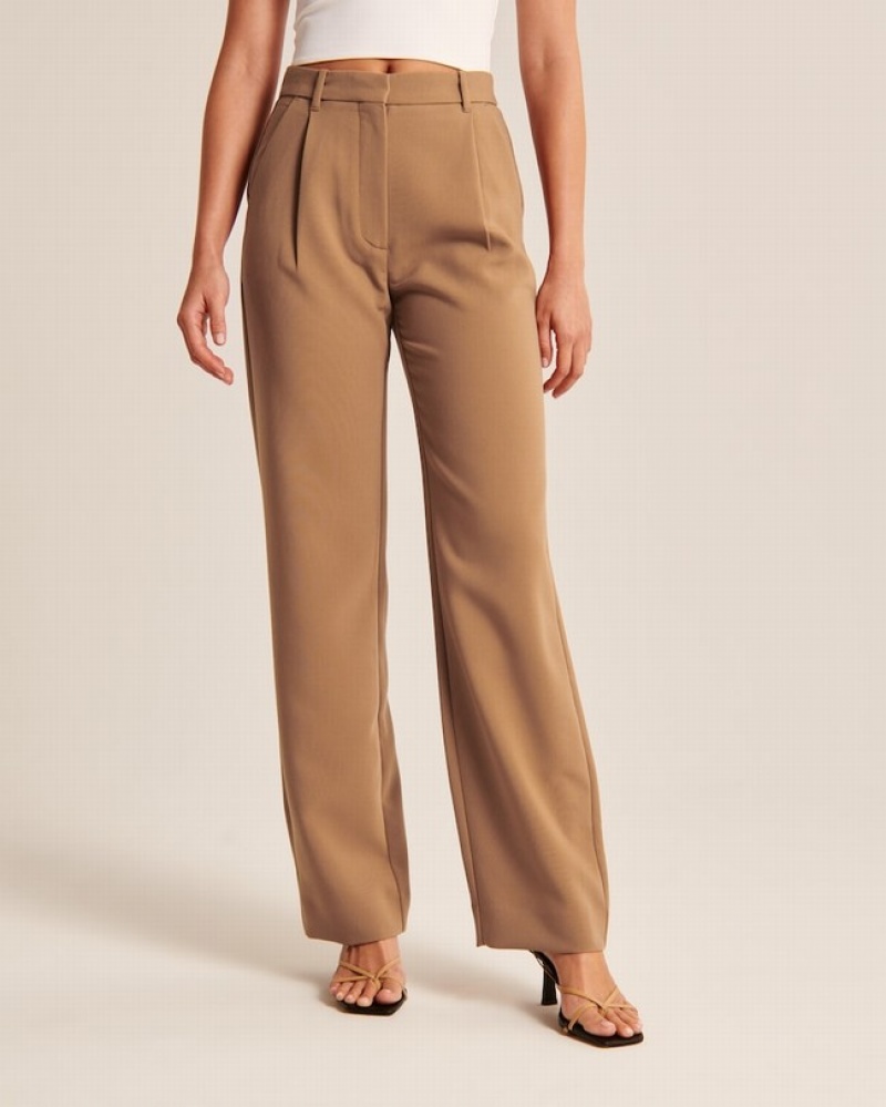 Abercrombie Tailored Relaxed Straight Byxor Dam Bruna  | 1063-JHBSL