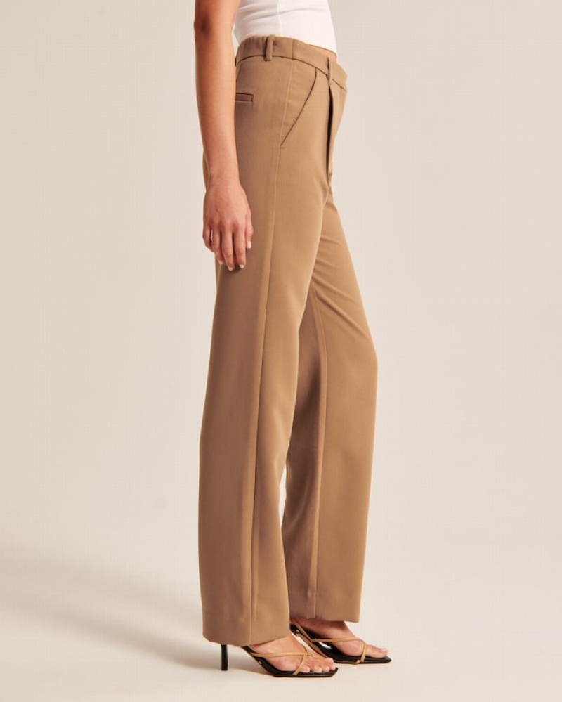 Abercrombie Tailored Relaxed Straight Byxor Dam Bruna  | 1063-JHBSL