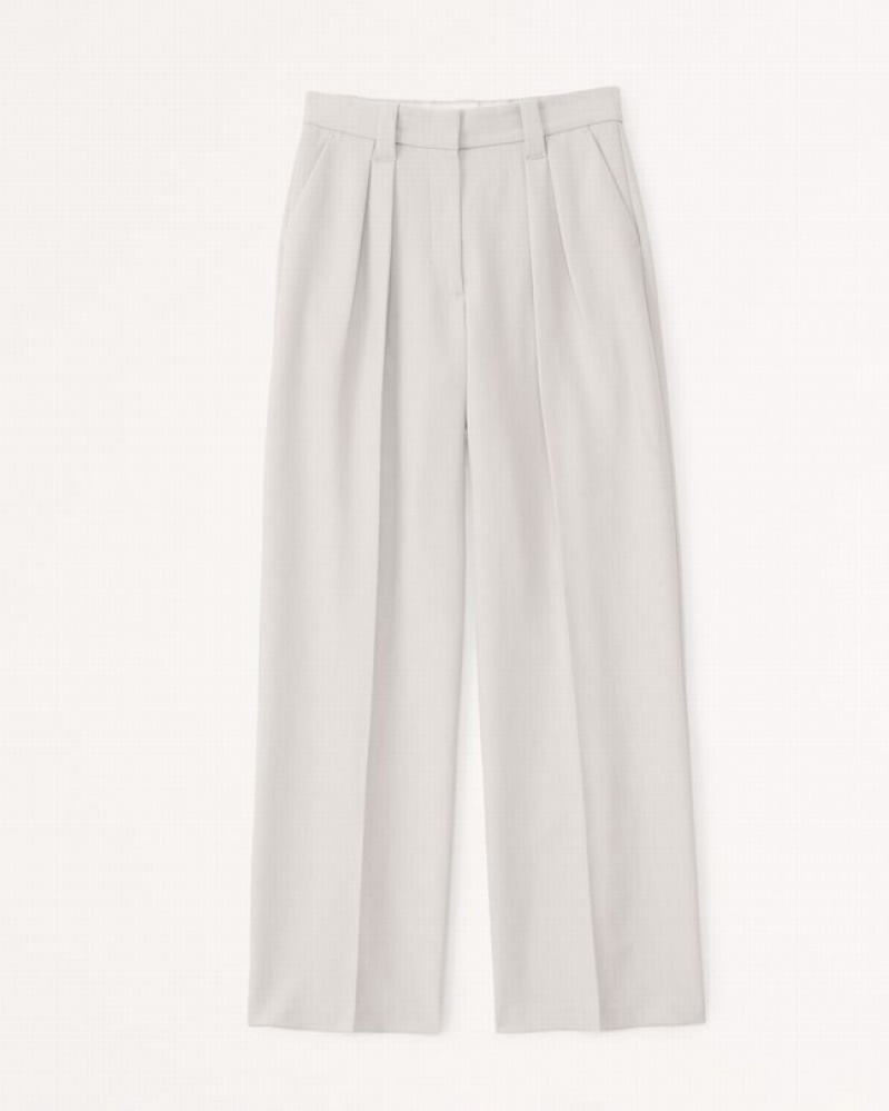 Abercrombie Tailored Ultra Wide-leg Byxor Dam Grädde  | 3082-IZHSU