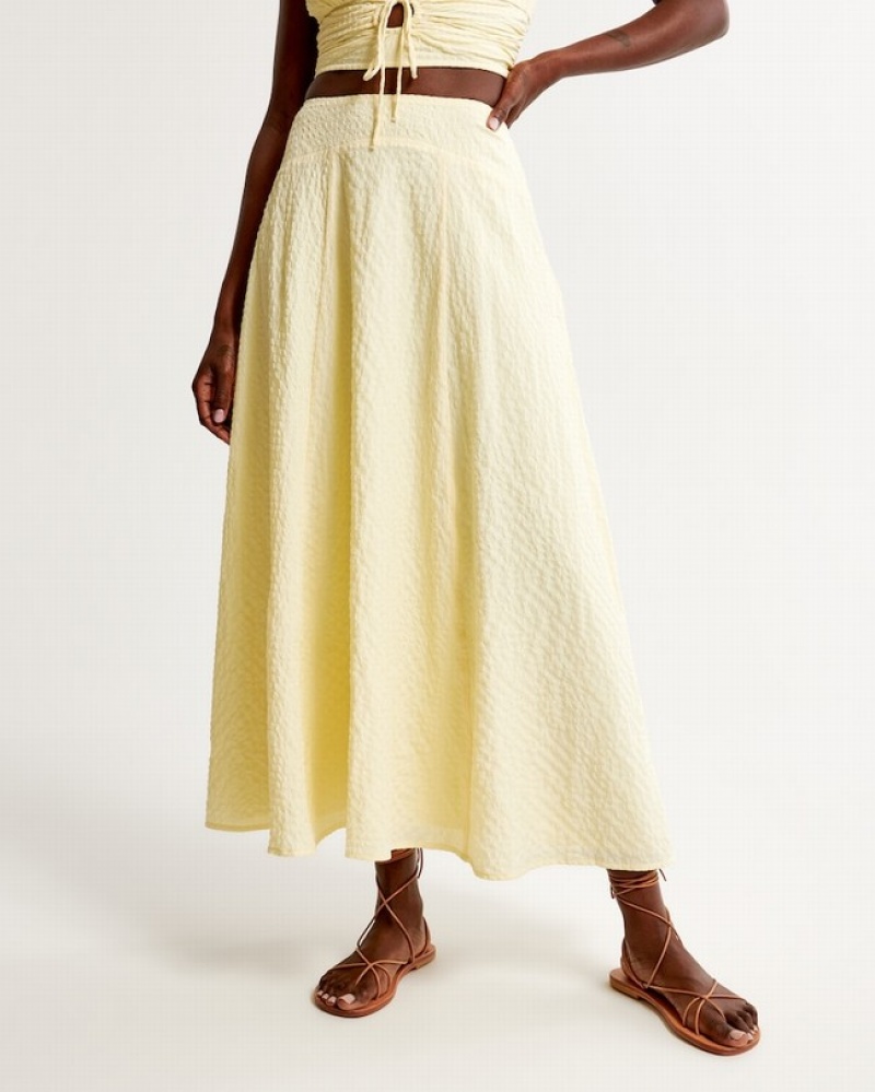 Abercrombie Textured Flowy Maxi Kjolar Dam Gula  | 1948-CJONA