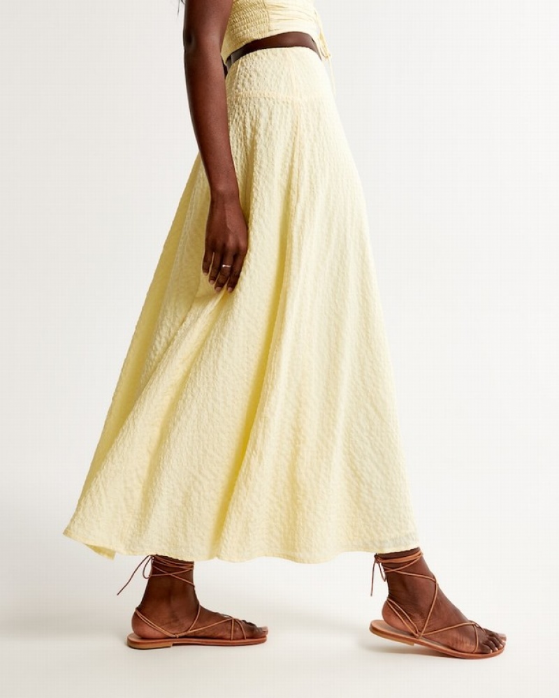 Abercrombie Textured Flowy Maxi Kjolar Dam Gula  | 1948-CJONA