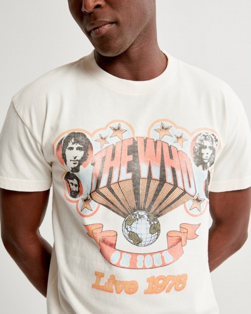 Abercrombie The Who Graphic T-shirt Herr Vita  | 9067-VTLZX