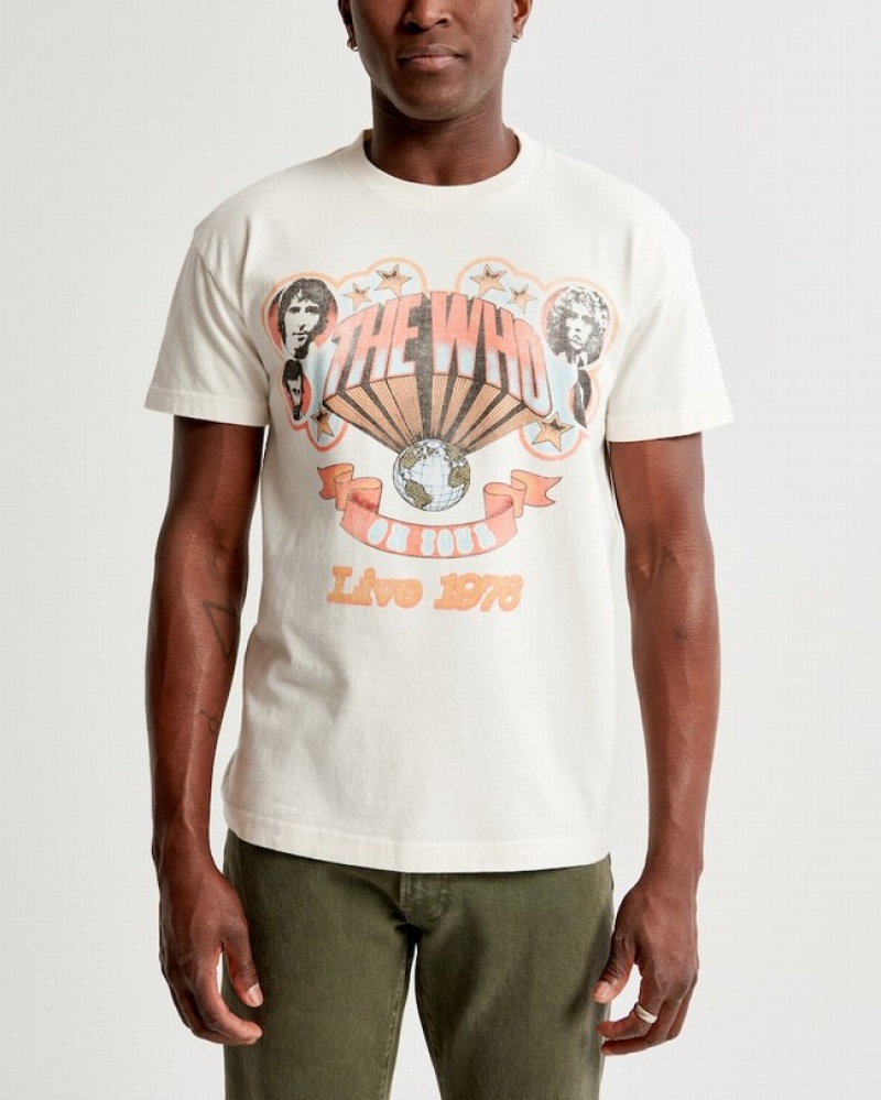 Abercrombie The Who Graphic T-shirt Herr Vita  | 9067-VTLZX