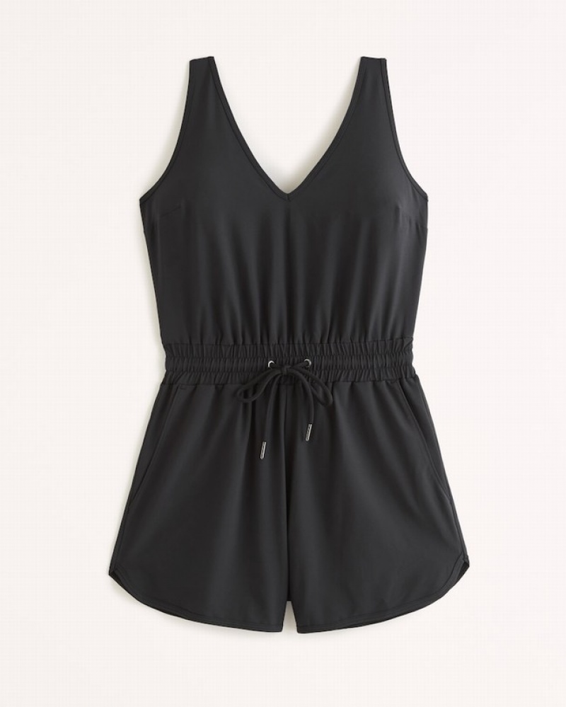 Abercrombie Traveler V-neck Romper Klänning Dam Svarta  | 9261-BRACW