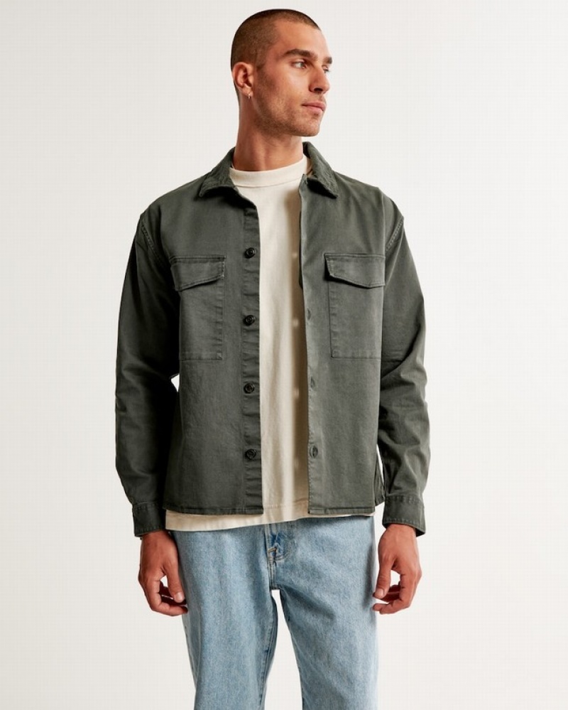 Abercrombie Twill Jackor Herr MörkOlivgröna Gröna  | 3482-RMNBK