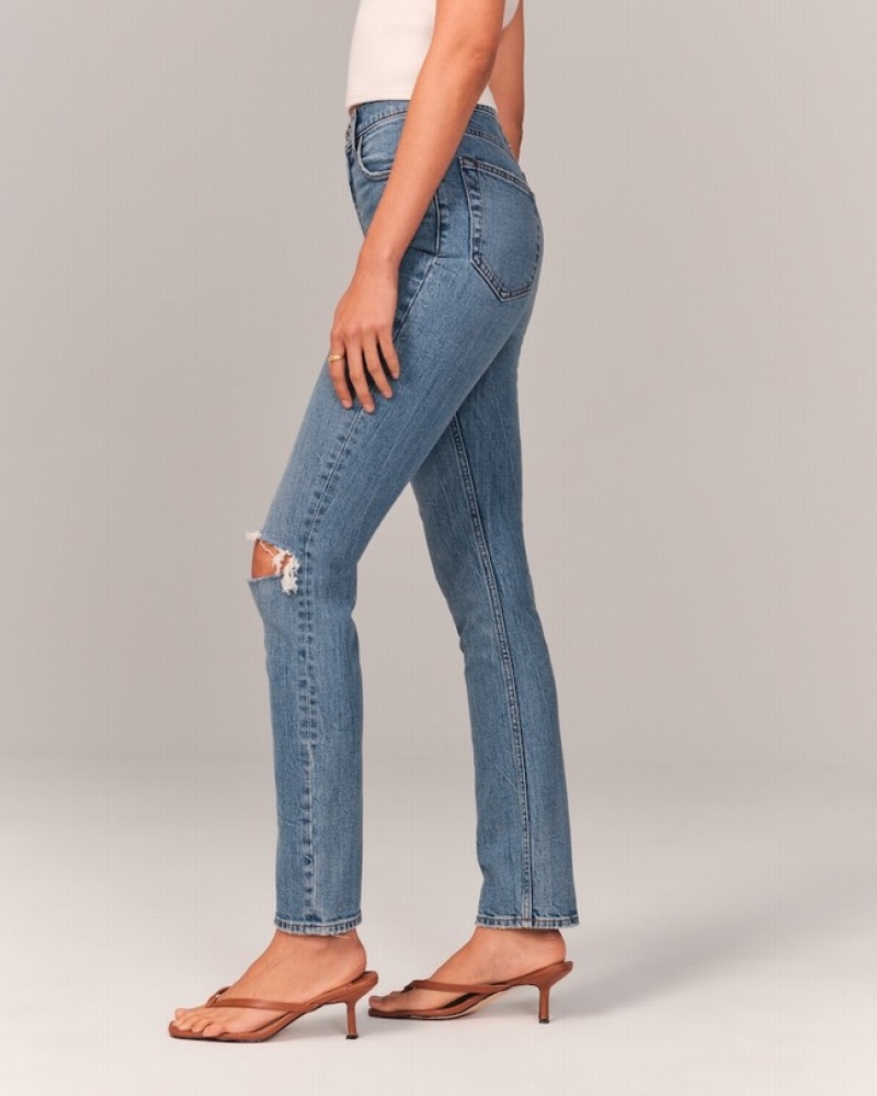 Abercrombie Ultra High Rise 90s Slim Straight Jeans Dam Blå  | 9561-MDVFS