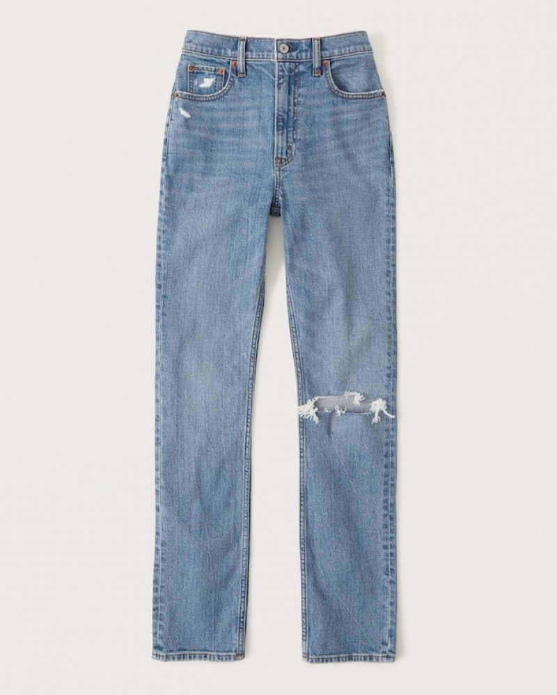 Abercrombie Ultra High Rise 90s Slim Straight Jeans Dam Blå  | 9561-MDVFS