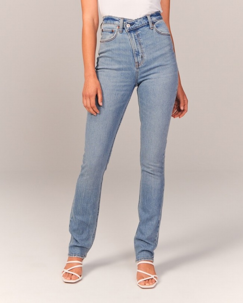 Abercrombie Ultra High Rise 90s Slim Straight Jeans Dam Blå  | 6351-JFCPA