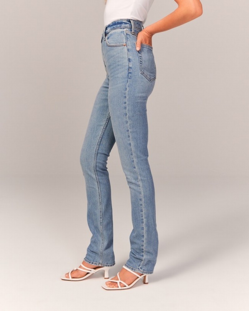 Abercrombie Ultra High Rise 90s Slim Straight Jeans Dam Blå  | 6351-JFCPA