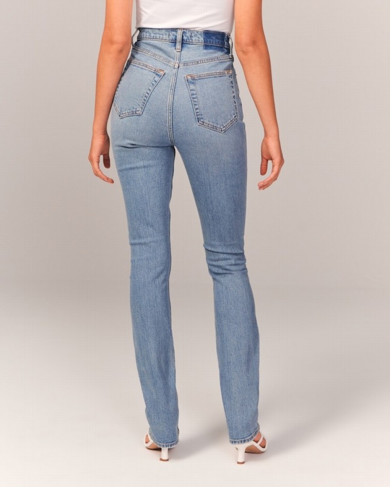 Abercrombie Ultra High Rise 90s Slim Straight Jeans Dam Blå  | 6351-JFCPA