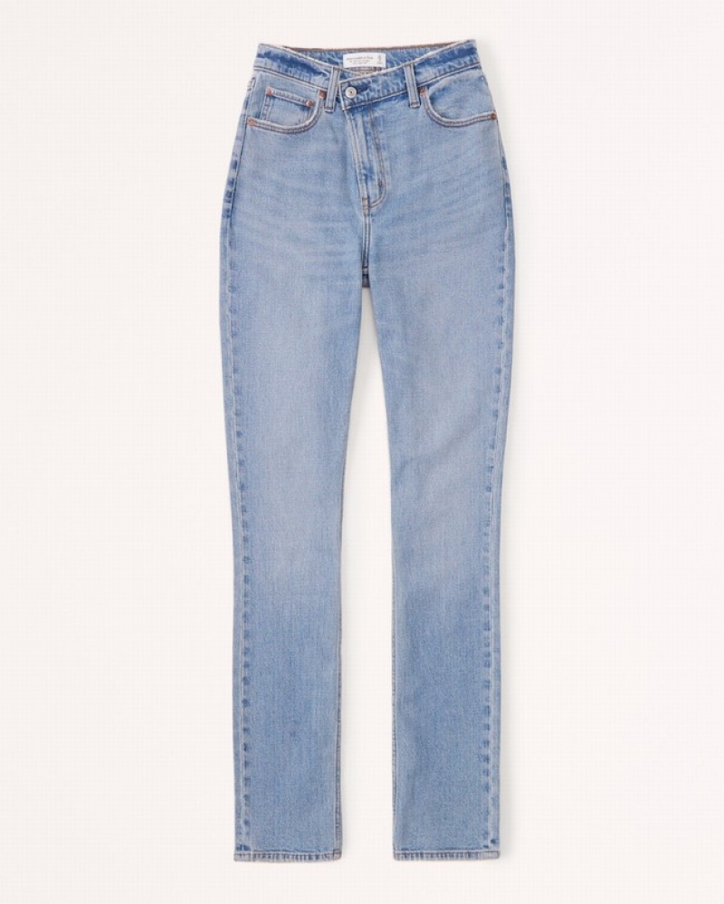 Abercrombie Ultra High Rise 90s Slim Straight Jeans Dam Blå  | 6351-JFCPA