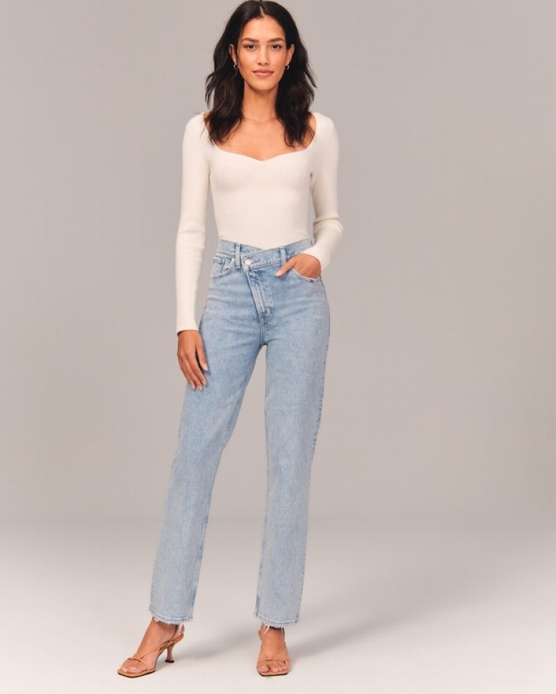 Abercrombie Ultra High Rise 90s Straight Jeans Dam Ljus | 4683-JCSFH