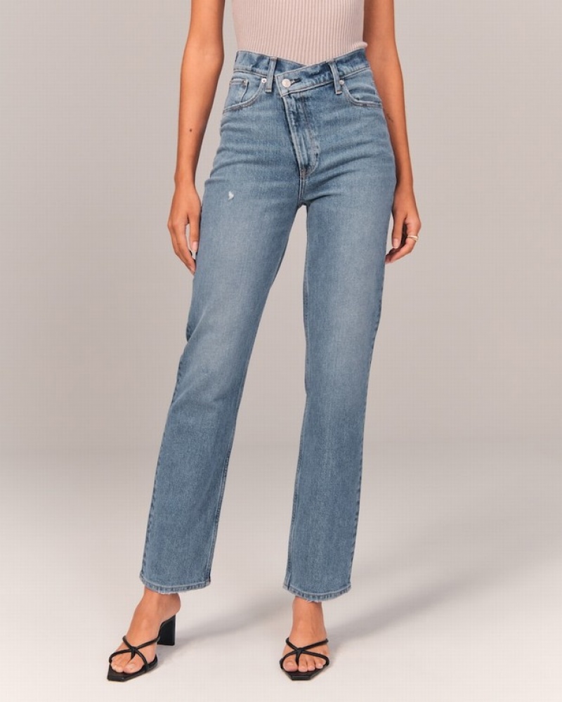 Abercrombie Ultra High Rise 90s Straight Jeans Dam Blå  | 8790-CTDBH