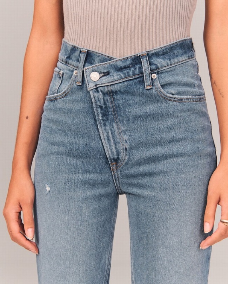 Abercrombie Ultra High Rise 90s Straight Jeans Dam Blå  | 8790-CTDBH