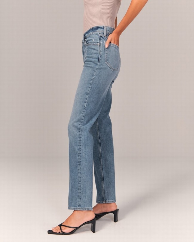 Abercrombie Ultra High Rise 90s Straight Jeans Dam Blå  | 8790-CTDBH