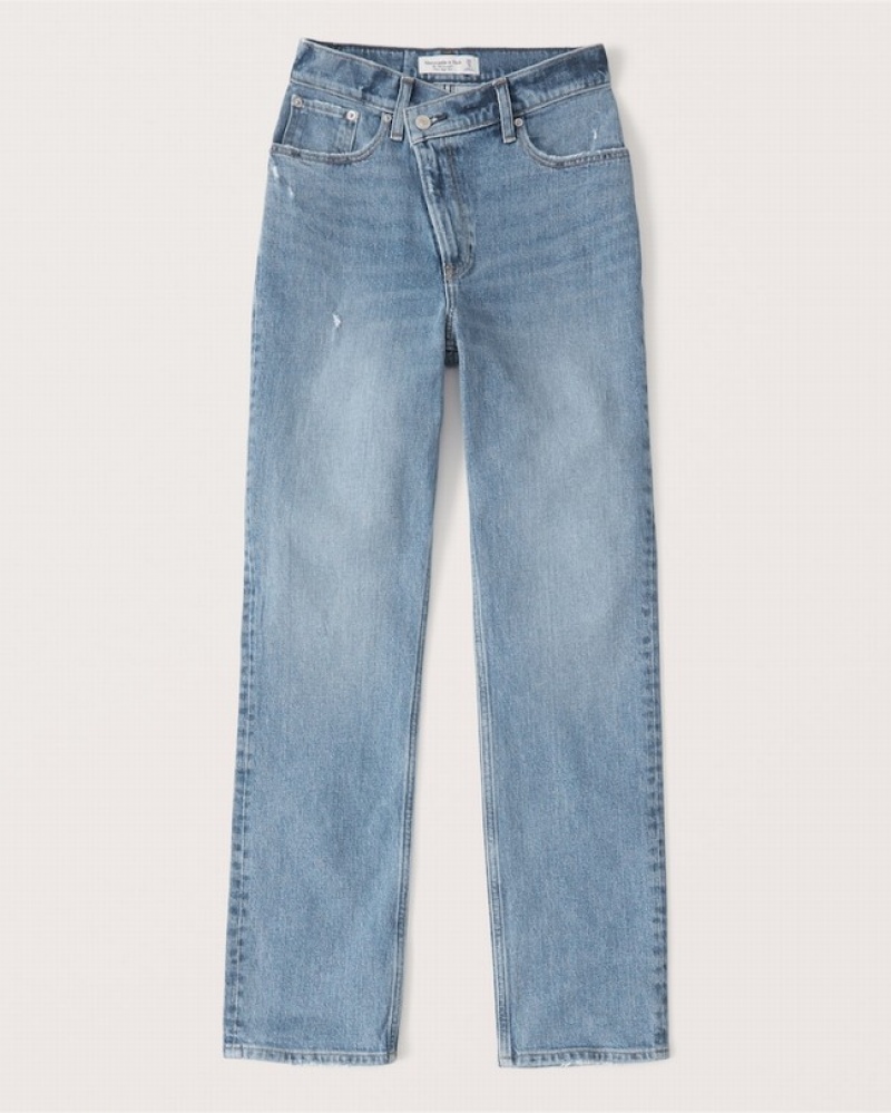 Abercrombie Ultra High Rise 90s Straight Jeans Dam Blå  | 8790-CTDBH