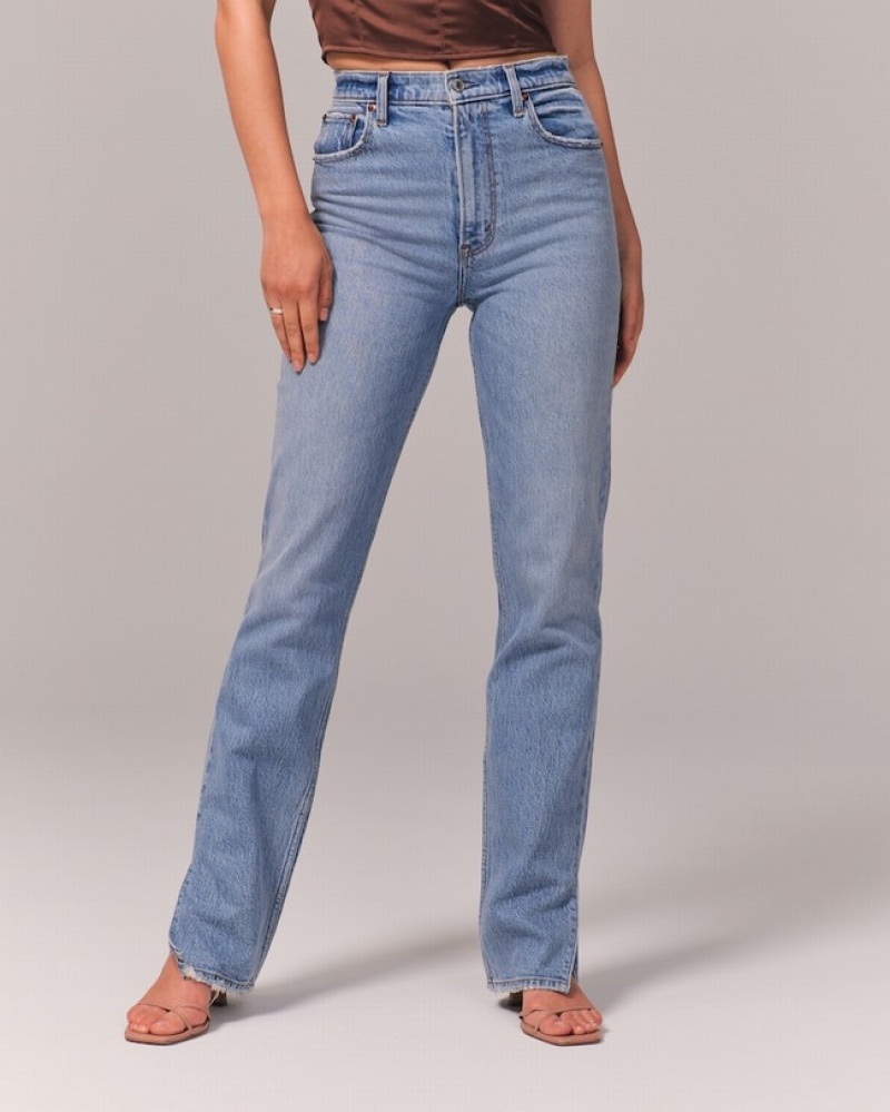 Abercrombie Ultra High Rise 90s Straight Jeans Dam Blå  | 1362-UQSLW