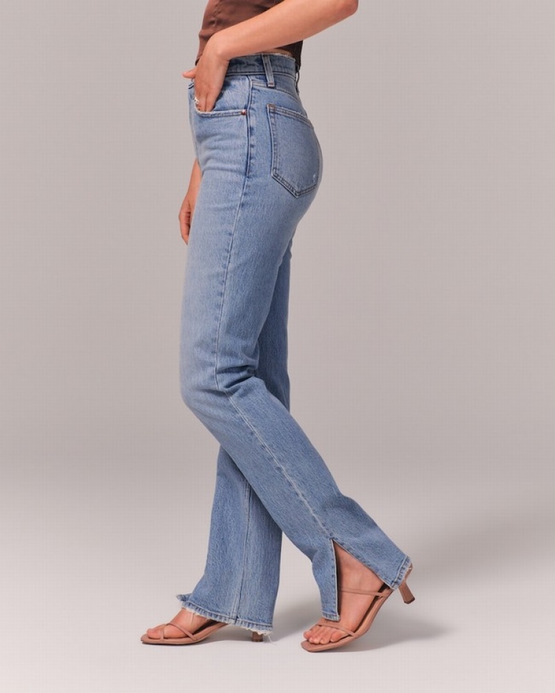 Abercrombie Ultra High Rise 90s Straight Jeans Dam Blå  | 1362-UQSLW