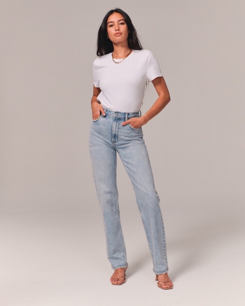 Abercrombie Ultra High Rise 90s Straight Jeans Dam Blå  | 3476-URHXN