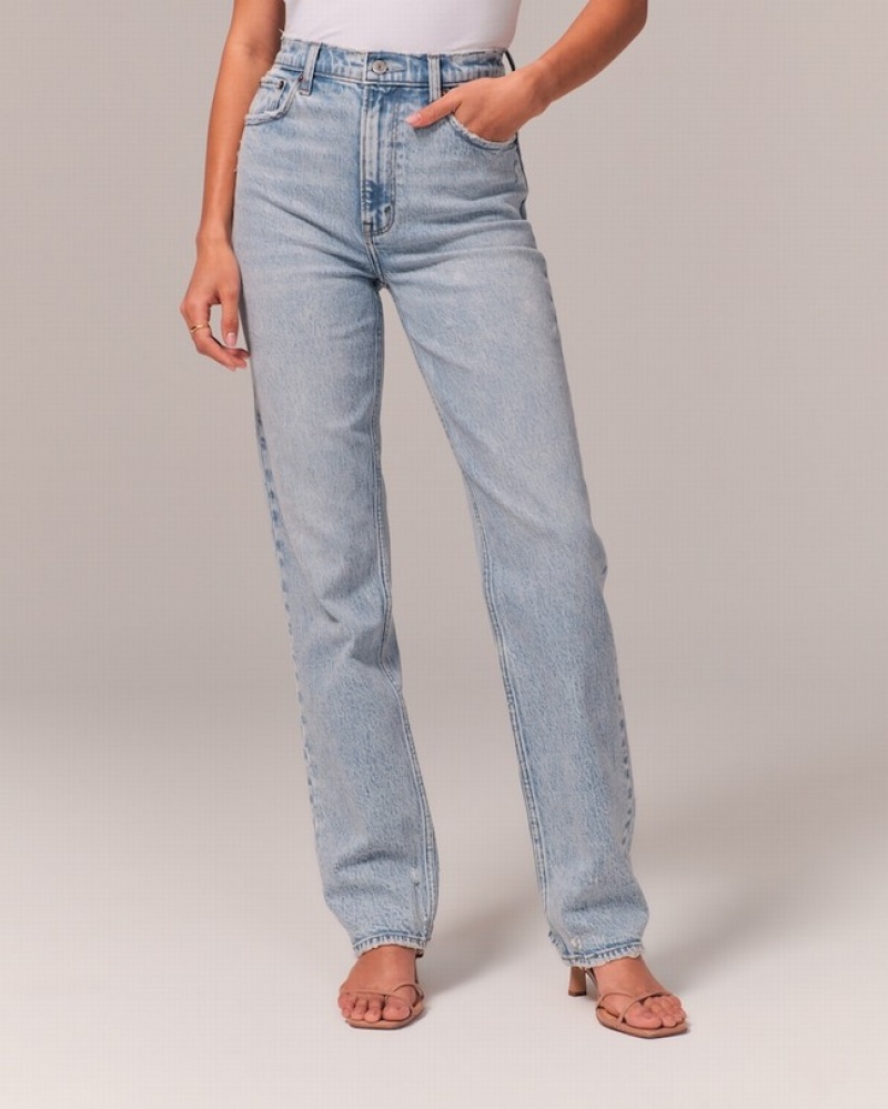 Abercrombie Ultra High Rise 90s Straight Jeans Dam Blå  | 3476-URHXN