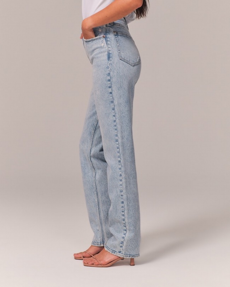 Abercrombie Ultra High Rise 90s Straight Jeans Dam Blå  | 3476-URHXN