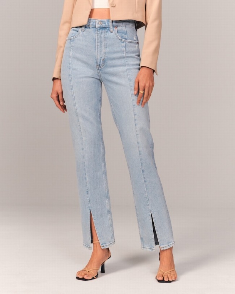 Abercrombie Ultra High Rise 90s Straight Jeans Dam Blå  | 1760-GURKH